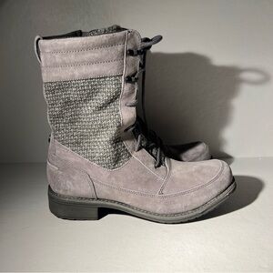 The North Face Gray Suede Leather Boots LACE Up Boots Womens 8.5